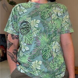 Men's Superdry Surf Co Mens Green Leaf Pattern Shirt